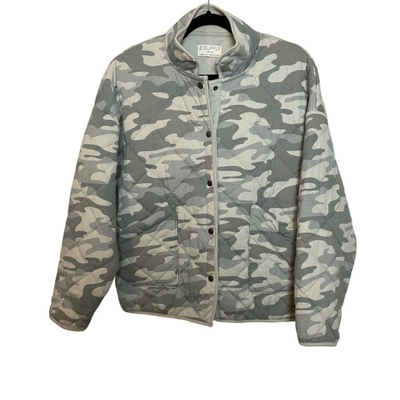 Z Supply Maya Dusty Sage Camo Snap Front Quilted Jacket Sz. M - Picture 4 of 12